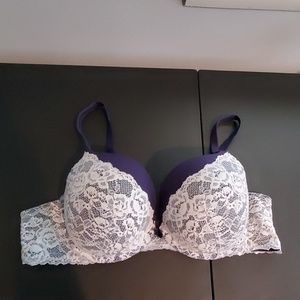 Navy & Off White Lace Bra